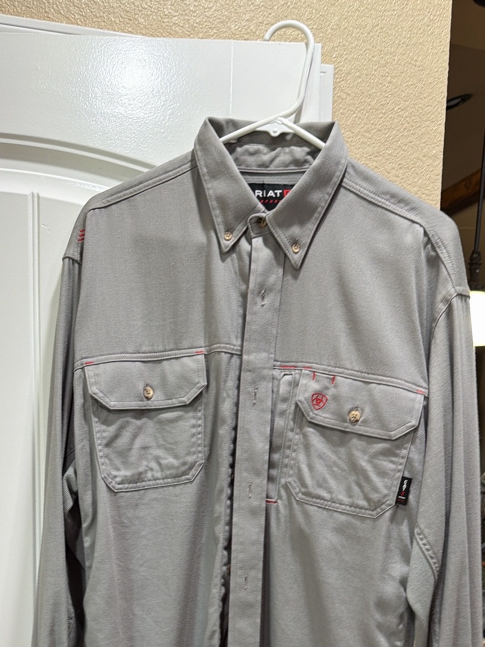 Ariat Men's Long-Sleeve Gray Button-Down FR Shirt